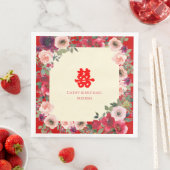 Chinees bruiloft rode tuinen floreel dubbel geluk servet (Insitu)