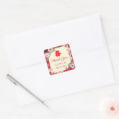 Chinees bruiloft rode tuinen floreel dubbel geluk vierkante sticker (Envelop)