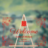 Chinees bruiloft rood bloemen lijst oosters welkom acryl bord (Neutraal)