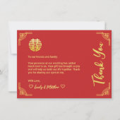 Chinees bruiloft rood gouden lijst cirkel dubbel x bedankkaart (Voorkant)