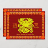 Chinees bruiloft RSVP-uitnodigingskaart met dubbel Kaart (Voorkant / Achterkant)