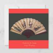 Chinees bruiloft voor bamboe en zijdeventilator kaart (Achterkant)