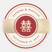 Chinees bruiloft voor rood en gouddubbel geluk ronde sticker (Voorkant)