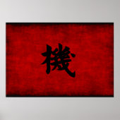 Chinees Calligrafiesymbool voor Kansen in het Rood Poster (Voorkant)