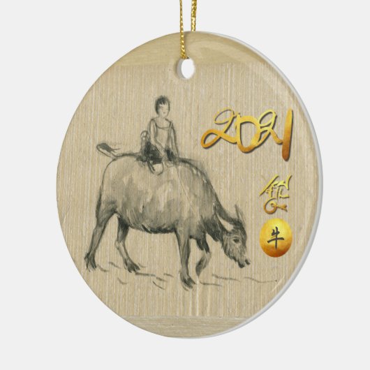Chinees Chinees waterbuffel jaar 2021 CRO CRO Keramisch Ornament (Links)