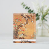 Chinees-Chinese inktkunst met vuurvaste en camelli Briefkaart (Staand voorkant)