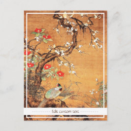 Chinees-Chinese inktkunst met vuurvaste en camelli Briefkaart