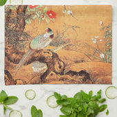 Chinees-Chinese inktkunst met vuurvaste en camelli Theedoek (Gevouwen)