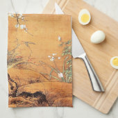 Chinees-Chinese inktkunst met vuurvaste en camelli Theedoek (Quarter Fold)