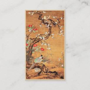 Chinees-Chinese inktkunst met vuurvaste en camelli Visitekaartje