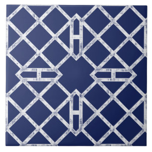 Chinees Chippendale Patroon Blauw en Wit Tegeltje