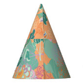 Chinees chrysant: bloemenmotief van sinaasappel. feesthoedjes (Achterkant)