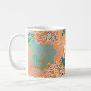 Chinees chrysant: bloemenmotief van sinaasappel. koffiemok