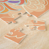 Chinees chrysant: bloemenmotief van sinaasappel. legpuzzel (Zijkant)