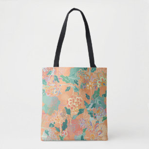 Chinees chrysant: bloemenmotief van sinaasappel. tote bag