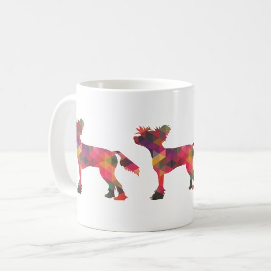 Chinees Crested Dog Geometric Pattern Silhouette Koffiemok (Voorkant links)