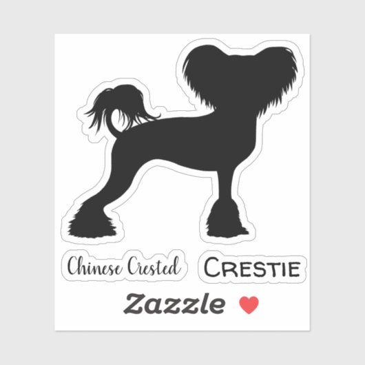 Chinees Crested Silhouette Sticker (Vel)