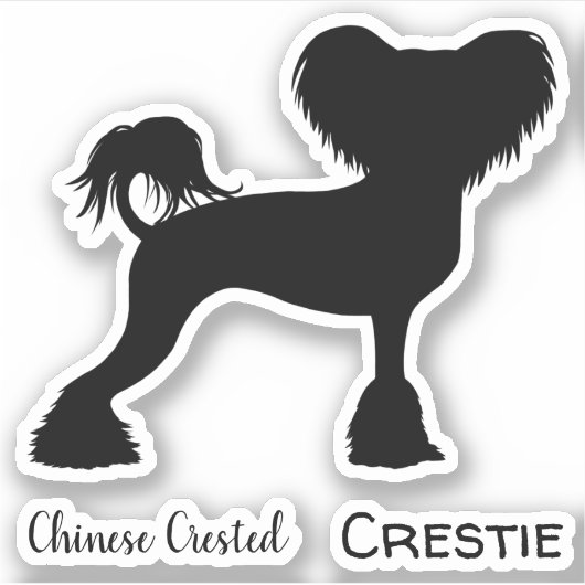 Chinees Crested Silhouette Sticker (Voorkant)