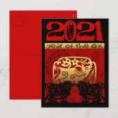 Chinees Cute Ox 2021 Zodiac Birthday HPostc H Feestdagenkaart (Voorkant / Achterkant)