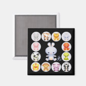 Chinees dierjaar konijn magneet (Voorkant / Achterkant)