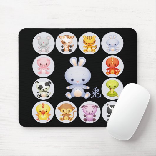 Chinees dierjaar konijn muismat (Met muis)