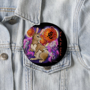 Chinees dierjaar konijn ronde button 4,0 cm