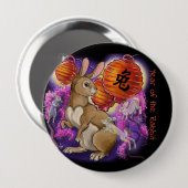 Chinees dierjaar konijn ronde button 4,0 cm (Voorkant /achterkant)