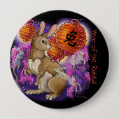 Chinees dierjaar konijn ronde button 4,0 cm (Voorkant)