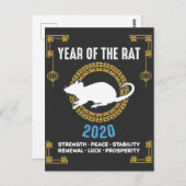 Chinees dierjaar van het Rat 2020-Inspirerend Briefkaart (Voorkant / Achterkant)