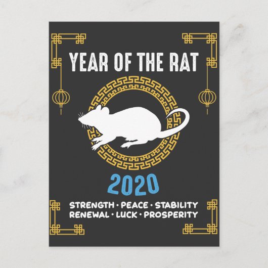 Chinees dierjaar van het Rat 2020-Inspirerend Briefkaart (Voorkant)