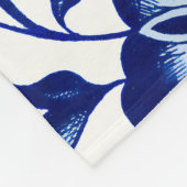 Chinees Donker marine blauw bloemmotief op wit Fleece Deken (Hoek)