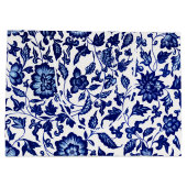 Chinees Donker marine blauw bloemmotief op wit Groot Cadeauzakje (Achterkant)