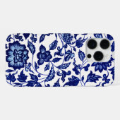 Chinees Donker marine blauw bloemmotief op wit iPhone Hoesje (Achterkant horizontaal)