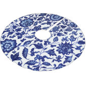 Chinees Donker marine blauw bloemmotief op wit Kerstboom Rok (Gekanteld)