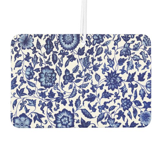 Chinees Donker marine blauw bloemmotief op wit Luchtverfrisser (Achterkant)