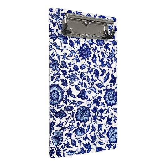 Chinees Donker marine blauw bloemmotief op wit Mini Klembord (Schuin)