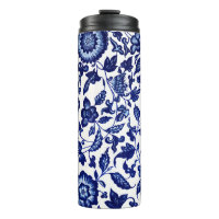 Chinees Donker marine blauw bloemmotief op wit