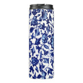 Chinees Donker marine blauw bloemmotief op wit Thermosbeker (Achterkant)