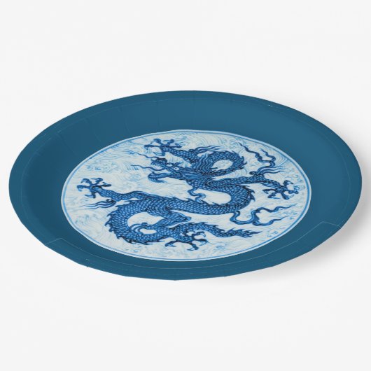 Chinees draak, Indigoblauw en witboek Bord (Gekanteld)