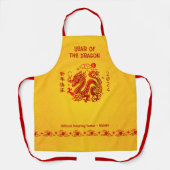 Chinees Draak Maan Nieuwjaar 2024 Rode Folie Geel Schort (Voorkant)