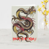 Chinees-draak-zwart, !GELUKKIGE VERJAARDAG! Kaart (Gele Bloem)