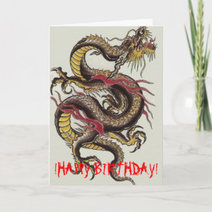 Chinees-draak-zwart,!HAPPY BIRTHDAY! Kaart