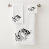Chinees Dragon Black White Bad Handdoek (Insitu)