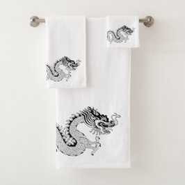 Chinees Dragon Black White Bad Handdoek