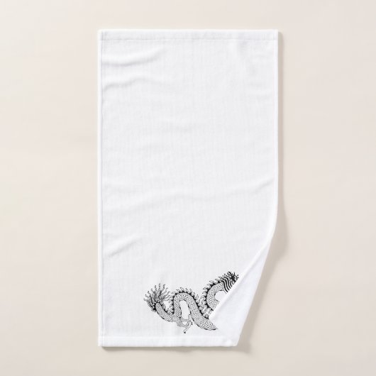 Chinees Dragon Black White Bad Handdoek (Handdoek)