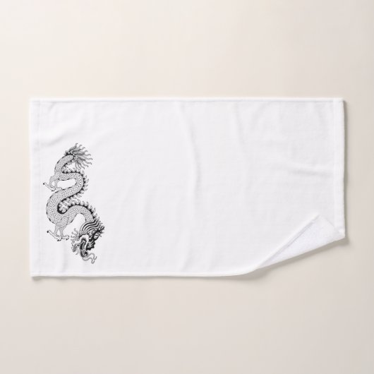 Chinees Dragon Black White Bad Handdoek (Handdoek)