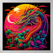 Chinees dragon Colorful Neon Design Poster (Voorkant)