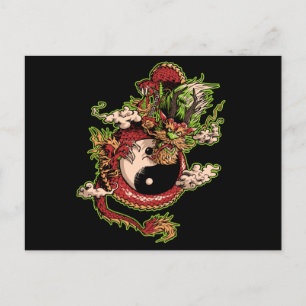 Chinees Dragon en Yin-Yang Symbool Briefkaart