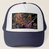 Chinees dragon Paars Guitar Skull & Crossbone Pet (Voorkant)