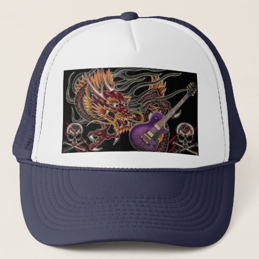 Chinees dragon Paars Guitar Skull & Crossbone Pet (Voorkant)